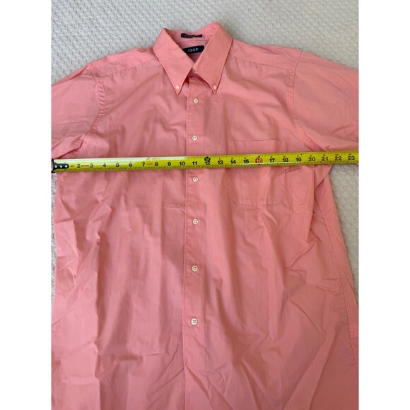 Izod Silky Poplin Shirt Button Down Dress | Peach Coral | Mens Size 16 (32/33) - Picture 12 of 12